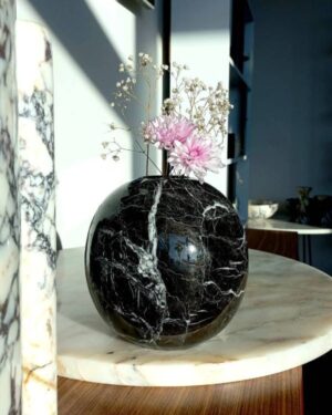 Glossy Black Marble Vase